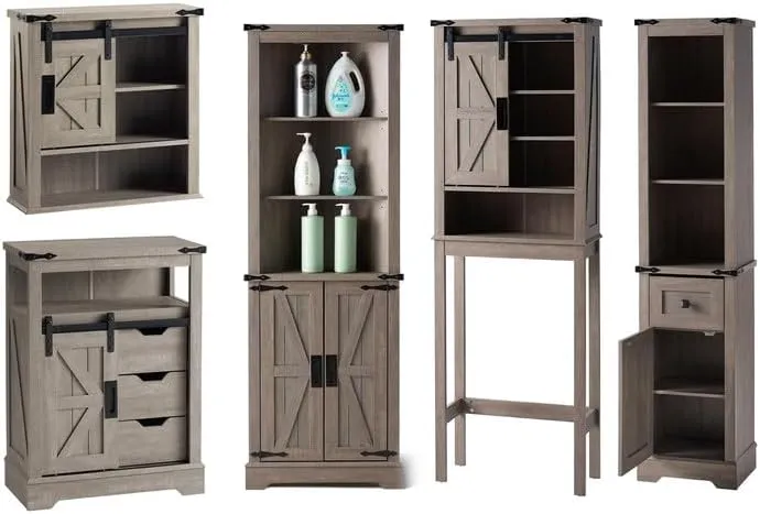 AMERLIFE 5-Piece Rustic Bathroom Cabinet